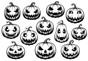 Spooky and happy pumpkin faces