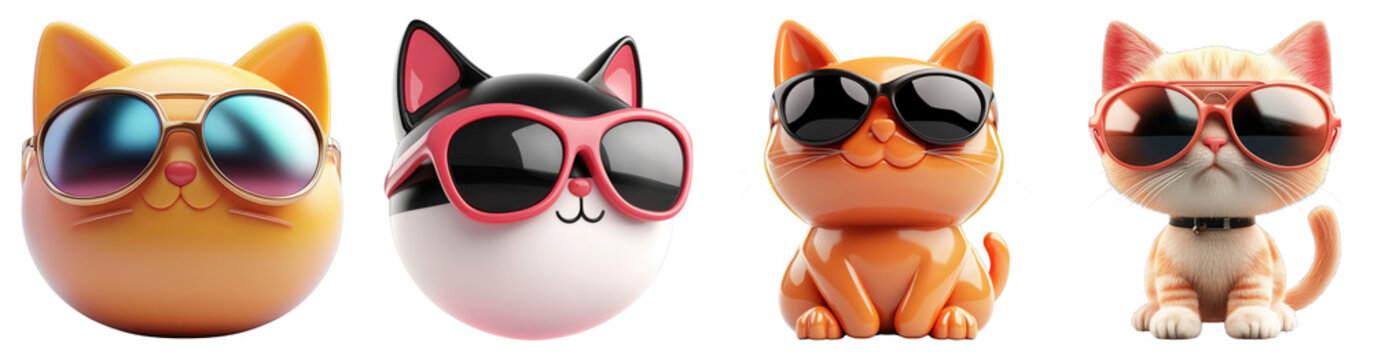 Adorable Cat Models in Sunglasses with Stitched Features