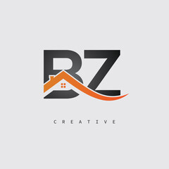BZ Real Estate Creative Logo – Minimalist House Roof Monogram for Property, Realtor & Construction Branding