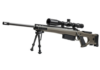 Isolated Long Range Precision Sniper Rifle with Scope and Bipod