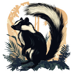 skunk, animal, vector, transparent background, creature, mephitis mephitis, cute, mammal, nature, polecat, rodent, wildlife, isolated