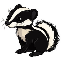 skunk, animal, vector, transparent background, creature, mephitis mephitis, cute, mammal, nature, polecat, rodent, wildlife, isolated