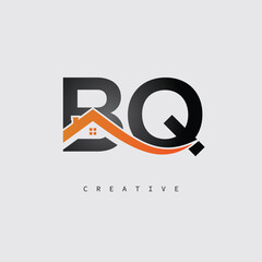 BQ Real Estate Creative Logo – Minimalist House Roof Monogram for Property, Realtor & Construction Branding