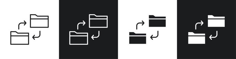 Data transfer icons collection in black and white filled and line versions