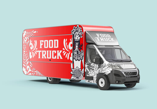Food Truck Caravan Mockup