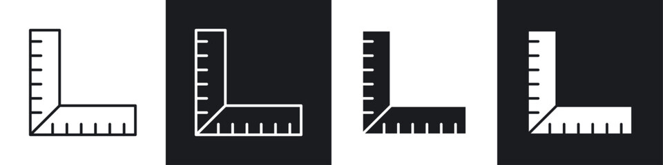 Ruler combined icons collection in black and white filled and line versions