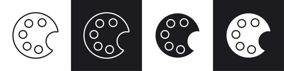 Palette icons collection in black and white filled and line versions