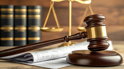 Wooden Gavel And Justice Scales On Law Books