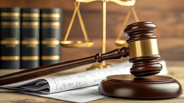 Wooden Gavel And Justice Scales On Law Books