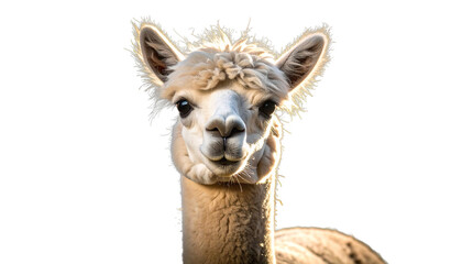 Obraz premium White alpaca portrait isolated on transparent background