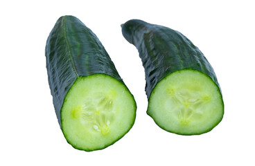 Ein Gurke in zwei Stücken geschnitten