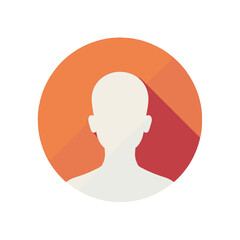 Simple Flat Design Profile Icon with Person Silhouette and Orange Circle Background for User Interface