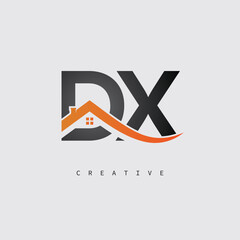 DX Real Estate Creative Logo – Minimalist House Roof Monogram for Property, Realtor & Construction Branding