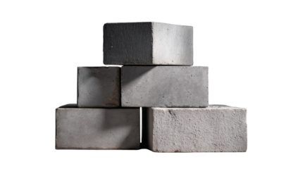 Stacked gray and dark gray rectangular blocks, forming a small pyramid shape