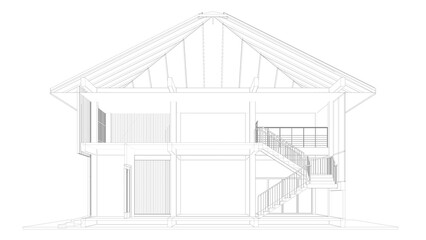 3D illustration of building structure