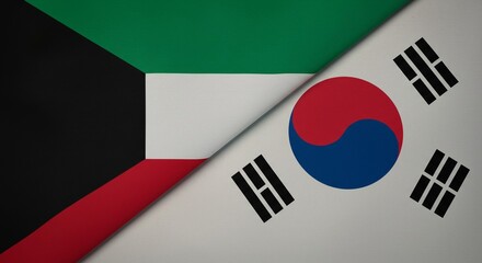  Flag Texture Detail of Kuwait and South Korea – Close-Up