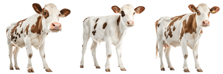 Set For white and brown calves isolated on transparent background