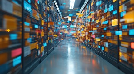 Obraz premium Modern server room data center interior