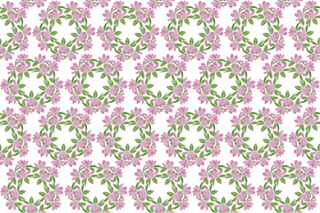 Pattern of magnolia flower with leaf on white background.