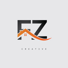  FZ Real Estate Creative Logo – Minimalist House Roof Monogram for Property, Realtor & Construction Branding