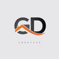 GD Real Estate Creative Logo – Minimalist House Roof Monogram for Property, Realtor & Construction Branding
