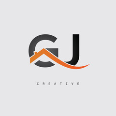 GJ Real Estate Creative Logo – Minimalist House Roof Monogram for Property, Realtor & Construction Branding