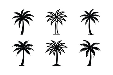 Obraz premium Palm Tree Silhouette Icon Set vector illustration