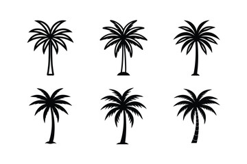 Fototapeta premium Palm Tree Silhouette Icon Set vector illustration