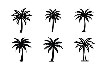Fototapeta premium Palm Tree Silhouette Icon Set vector illustration