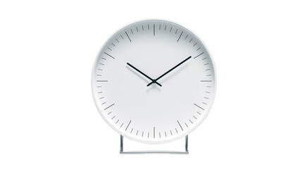 Modern white round clock design minimalist style home decor stylish timepiece elegant table clock simple timekeeping device contemporary interior design on transparent background