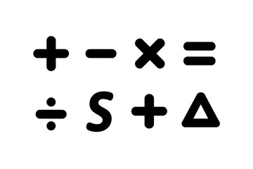 Math symbols plus minus multiply divide equal sign