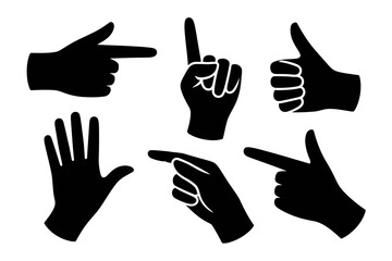 Hand gestures signs pointing direction illustration