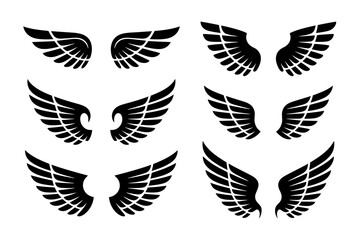 Collection of stylized angel wings vector design