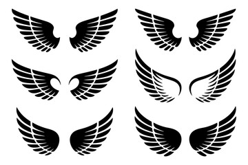 Fototapeta premium Collection of vector angel wings design elements