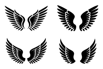 Angel wings vector set illustration black design