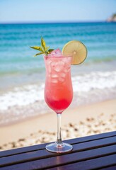 Obraz premium Close-up of a Sea Breeze cocktail on a blurred background