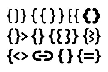 Curly braces bracket symbol vector illustration set