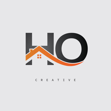 HO Real Estate Creative Logo &ndash; Minimalist House Roof Monogram for Property, Realtor & Construction Branding	
