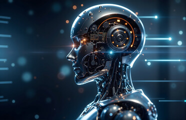 Fototapeta premium Close - up of Intelligent Robot Head