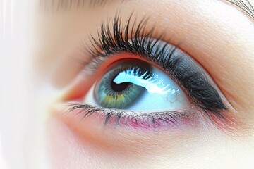 Side View Close-Up of a Gray Eye with Natural Tones and Detailed Eyelashes