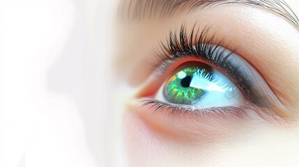 High Resolution Side View of a Green Eye with Bright Highlights and Soft Focus