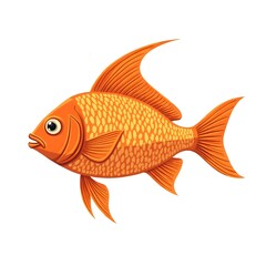 Vintage Vector of Ornate Orange Marine Fish