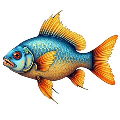 Fototapeta premium Detailed Vintage Vector Fish on White Background