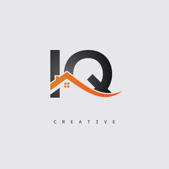 IQ Real Estate Creative Logo – Minimalist House Roof Monogram for Property, Realtor & Construction Branding	
