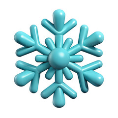 Fototapeta premium 3d render of a realistic teal snowflake isolated on transparent background