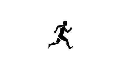 Running silhouette on white background