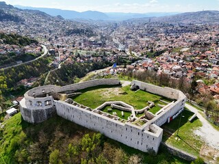 Aerial View of Historic White Fortress Bijela Tabija in Sarajevo