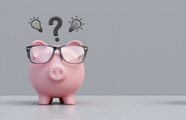 Piggy Bank With Glasses Thinking About Finance