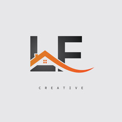 LF Real Estate Creative Logo – Minimalist House Roof Monogram for Property, Realtor & Construction Branding	
