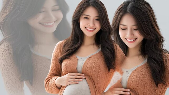 Serene Portrait of a Smiling Pregnant Woman Embracing Motherhood's Joy